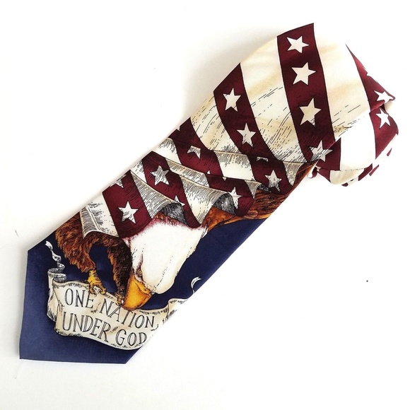 USA Flag with A Bald Eagle Patriotic Necktie One Nation Under God Tie